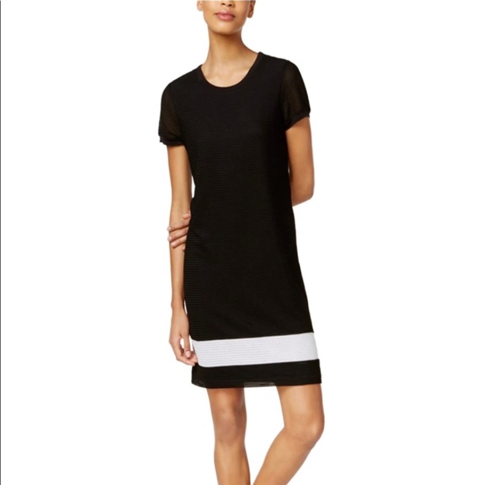 Bar III 2 Tone Texturized A-Line Dress, M